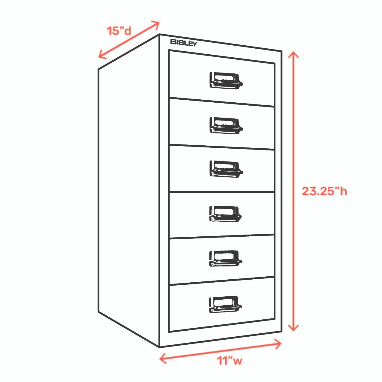  Bisley 6 Drawer Steel Under-Desk Multidrawer Storage Cabinet,  Orange (MD6-OR) : Home & Kitchen