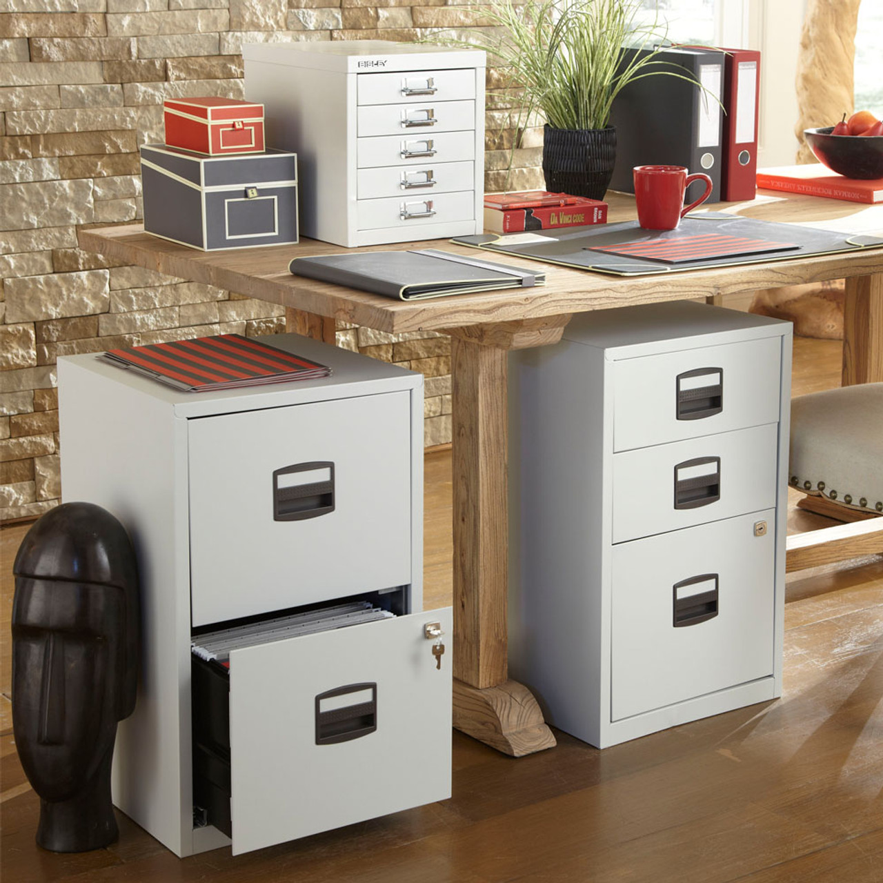 Wood Filing Cabinet for Home and Office 3 Drawer Small Rolling