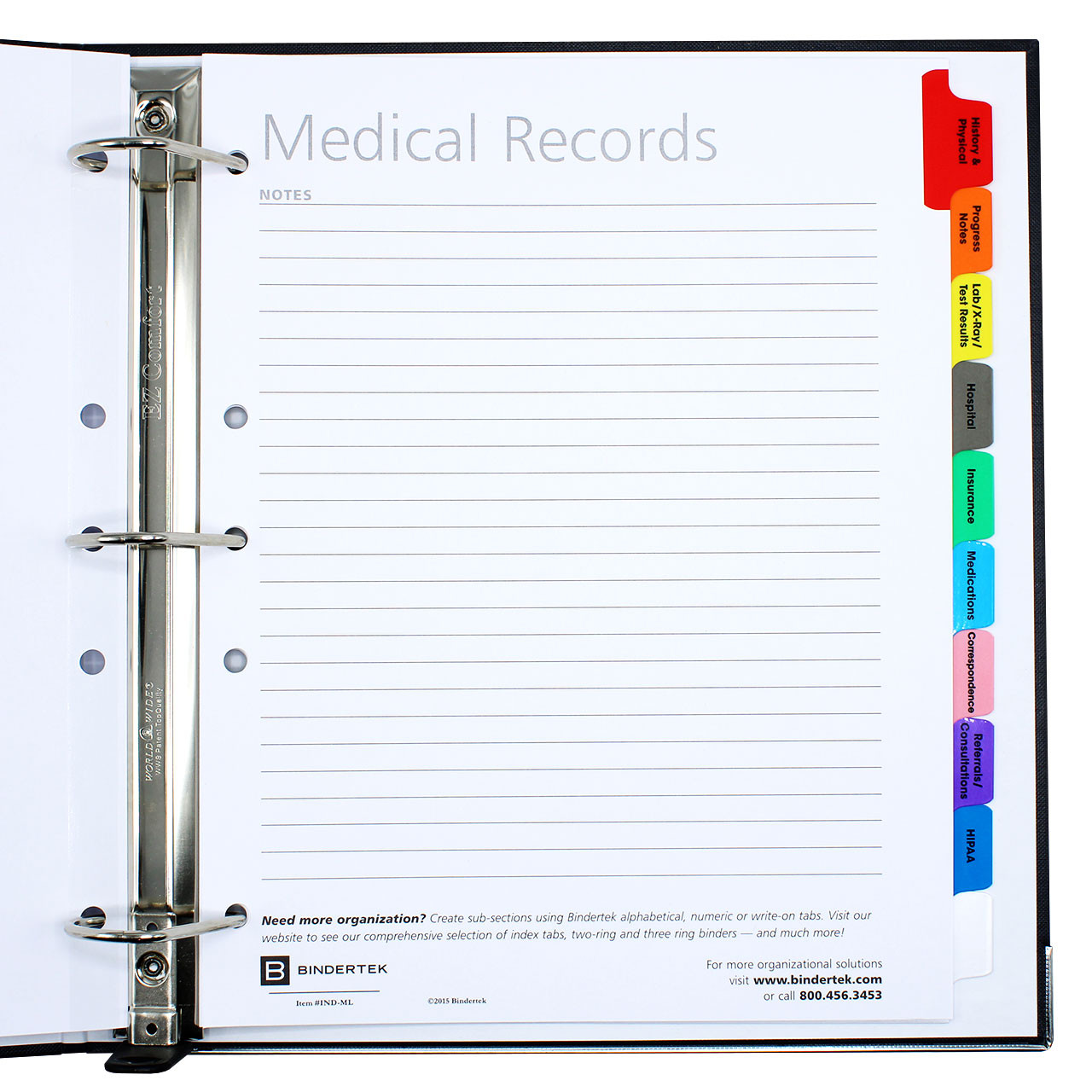 Medical Records Index Tab Dividers, 10Tab Set Bindertek