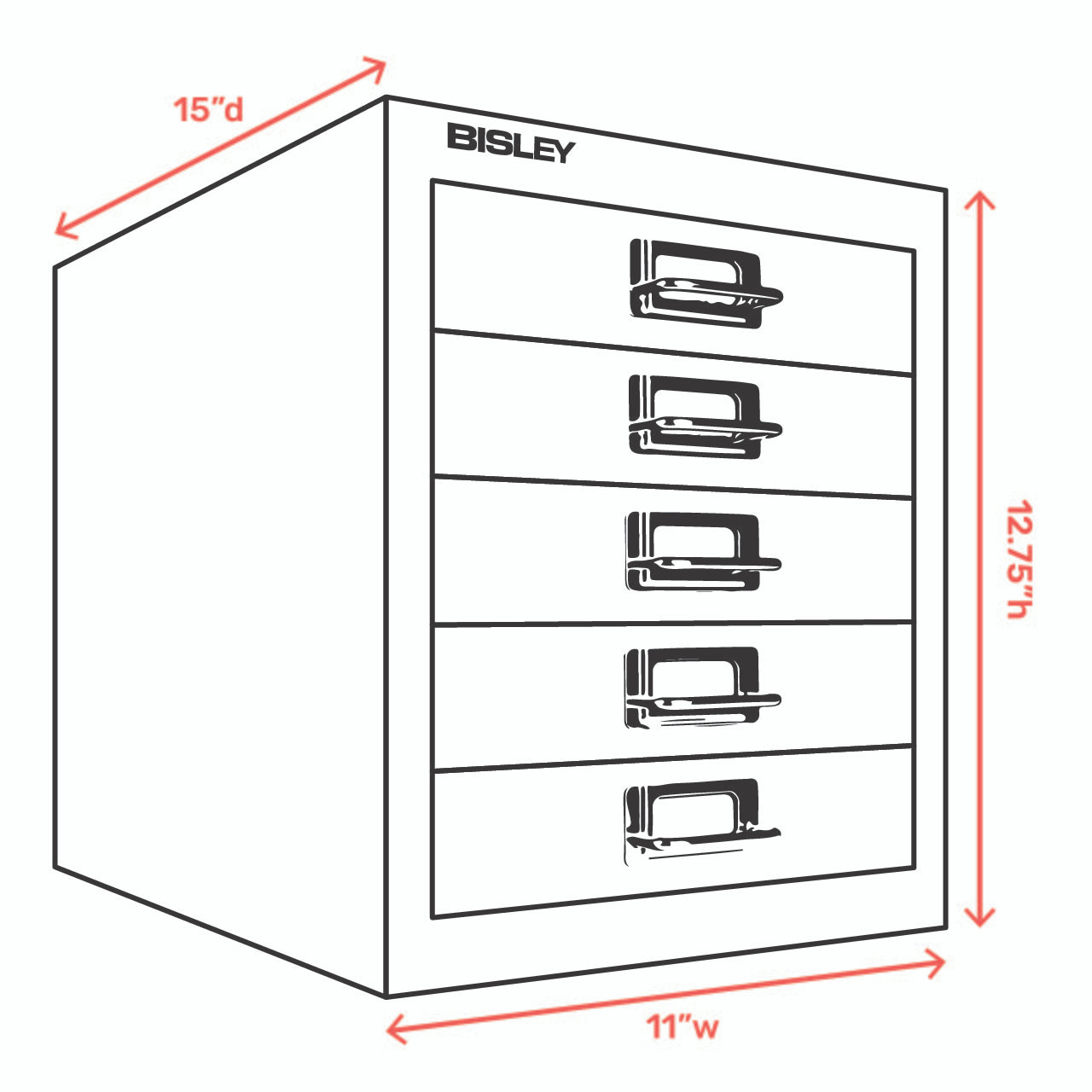 Bisley 5 Drawer Steel Desktop Multidrawer Storage Cabinet, Light Gray  (MD5-LG)
