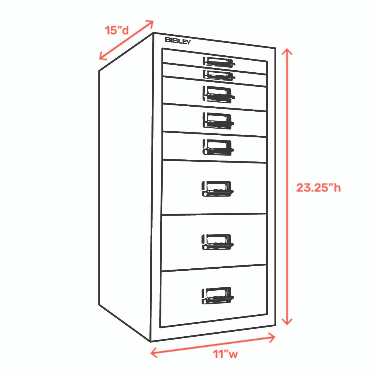 Bisley 5 Drawer Steel Cabinet 13 H x 11 W x 15 D Steel Blue