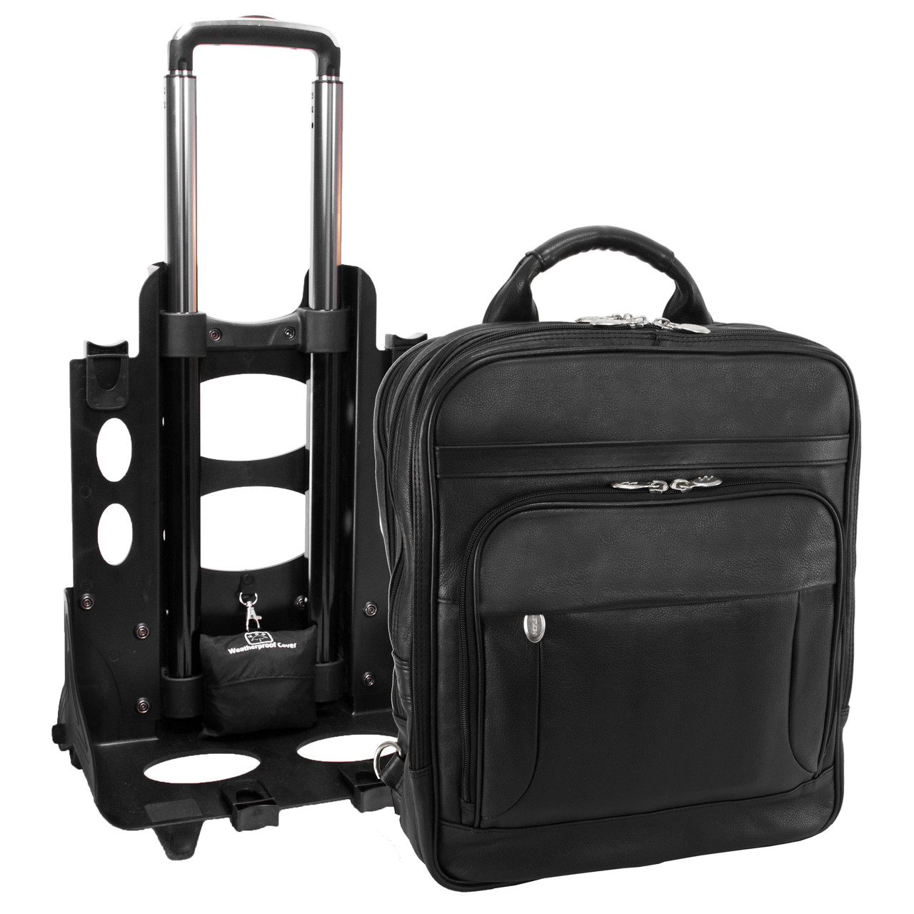 Wicker Park Leather Backpack, Detachable Wheels, Fits 17" Laptop - Bindertek