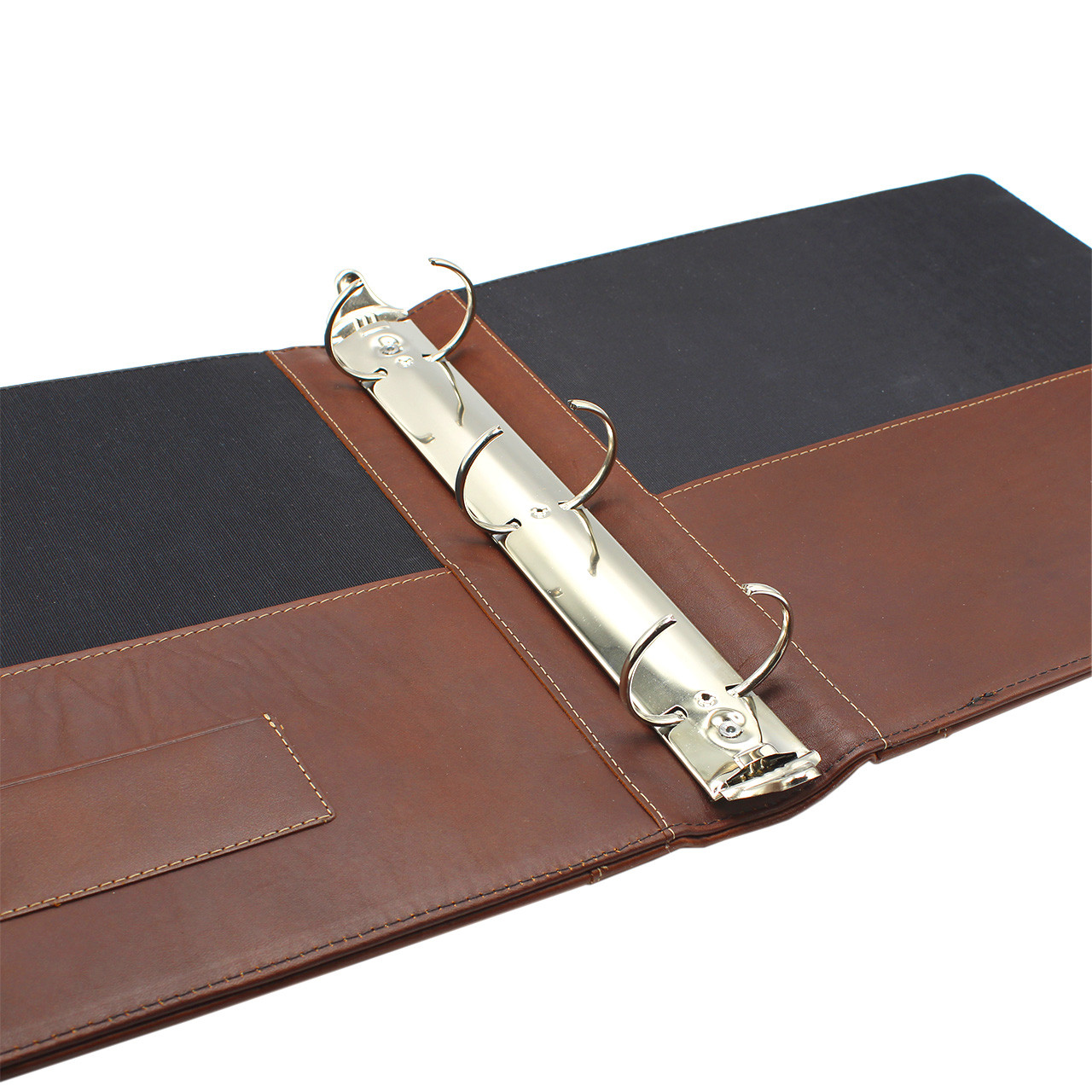 Leather Folder Ring Binder Brown