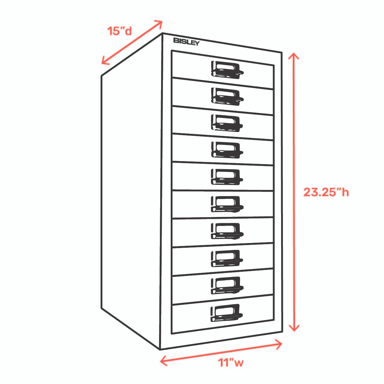  Bisley 8 Drawer Steel Under-Desk Multidrawer Storage Cabinet,  Red (MD8-RD) : Home & Kitchen