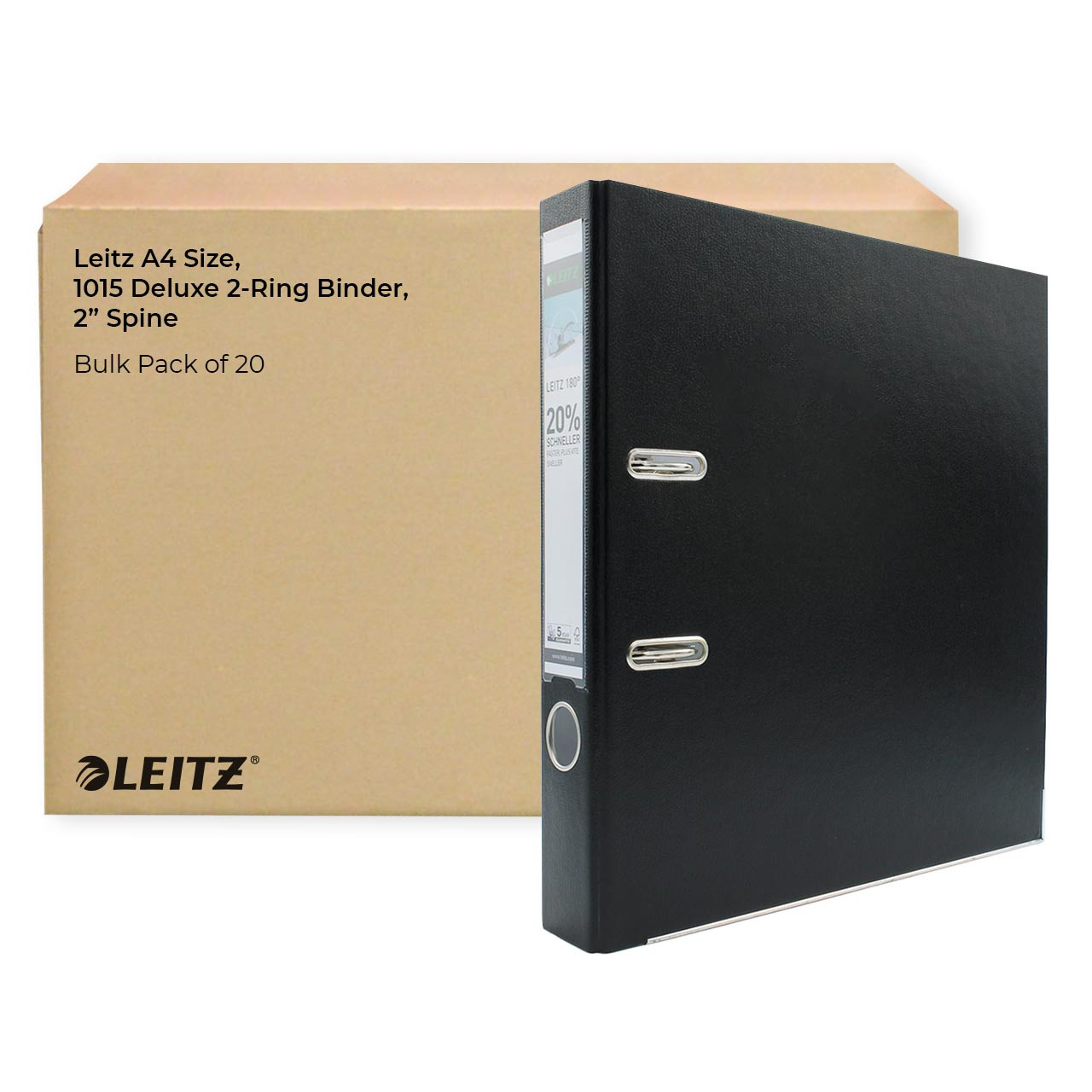 10105095 Leitz | Leitz Black A4 Lever Arch Ring Binder | 615-4771 | RS  Components