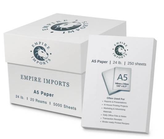 Empire Imports 6-Hole Punched Paper, A5 size, 1 Ream, 250 Sheets