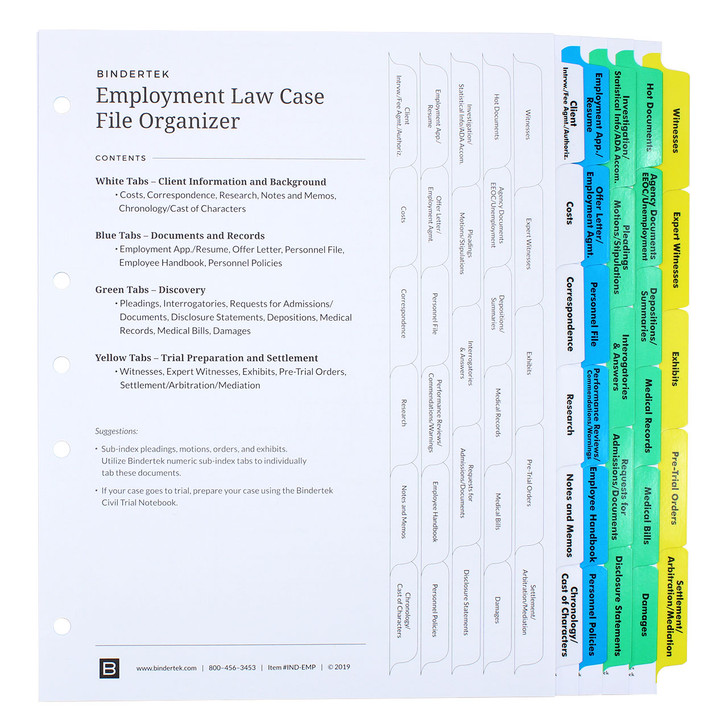 Employment Law Index Tab Dividers - All Tabs