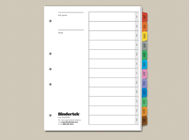 Monthly Index Tab Dividers, Jan-Dec
