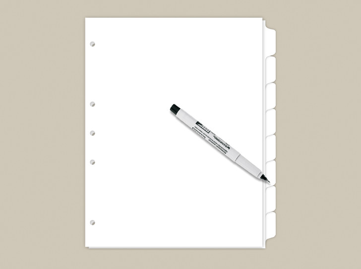 Blank Write-On Index Tab Dividers, 8-Tab Set