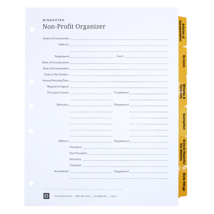 Non-Profit Kit, 3-Ring Binder, Index Tabs