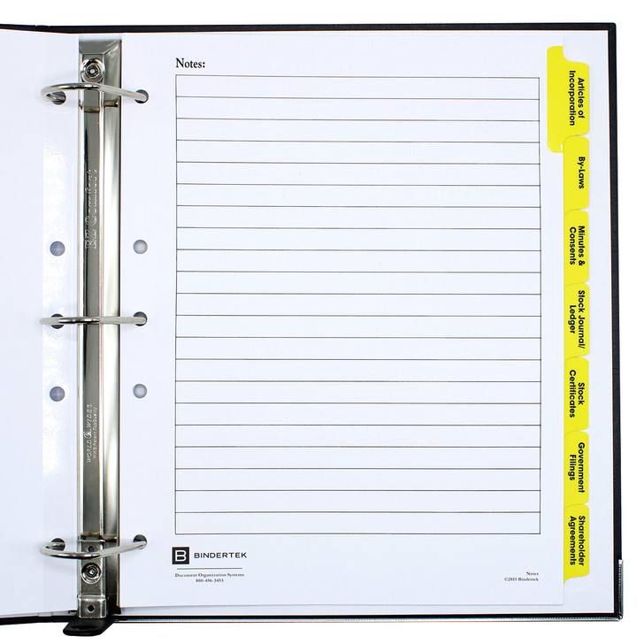 Corporate Index Tab Dividers - Notes