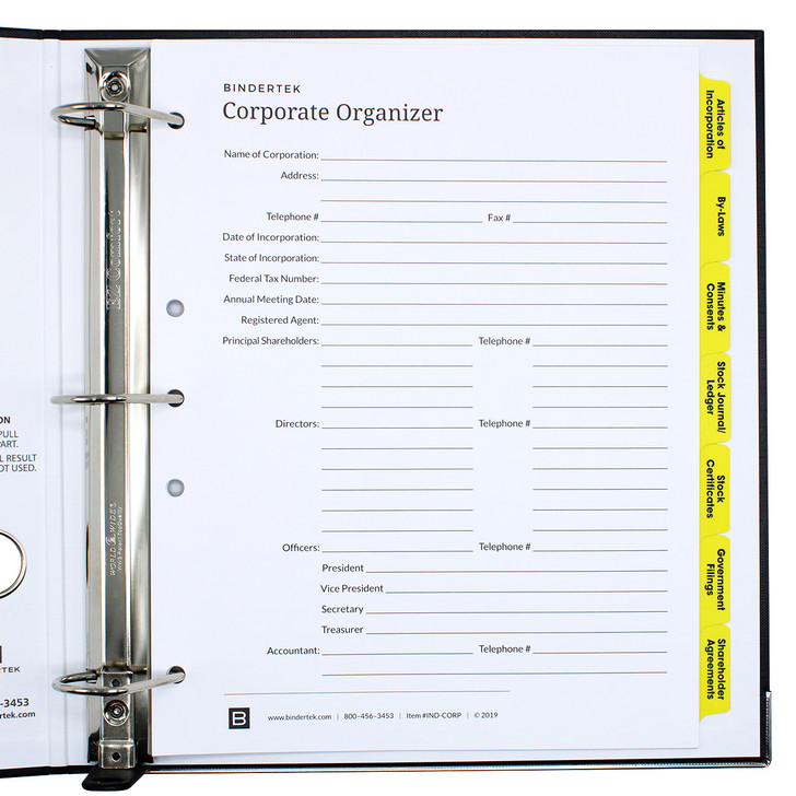 Corporate Index Tab Dividers - In Binder