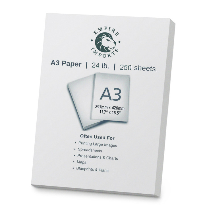 Empire Imports 24 lb. Multi-Purpose Paper, A3 Size, 1 Ream, 250 Sheets