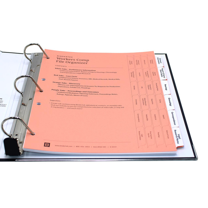 Workers Compensation Index Tab Dividers in Binder