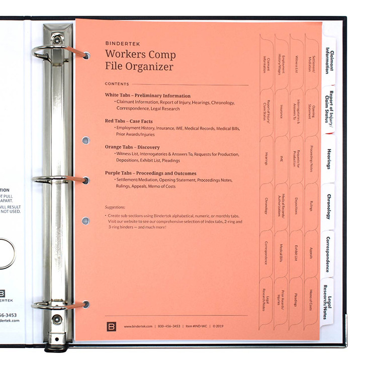 Workers Compensation Index Tab Dividers, Front Cover