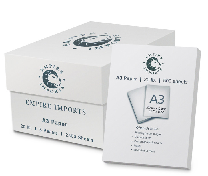 Empire Imports 20 lb. Multi-Purpose Paper Case, A3 Size, 5 Reams, 500 Sheets Per Ream