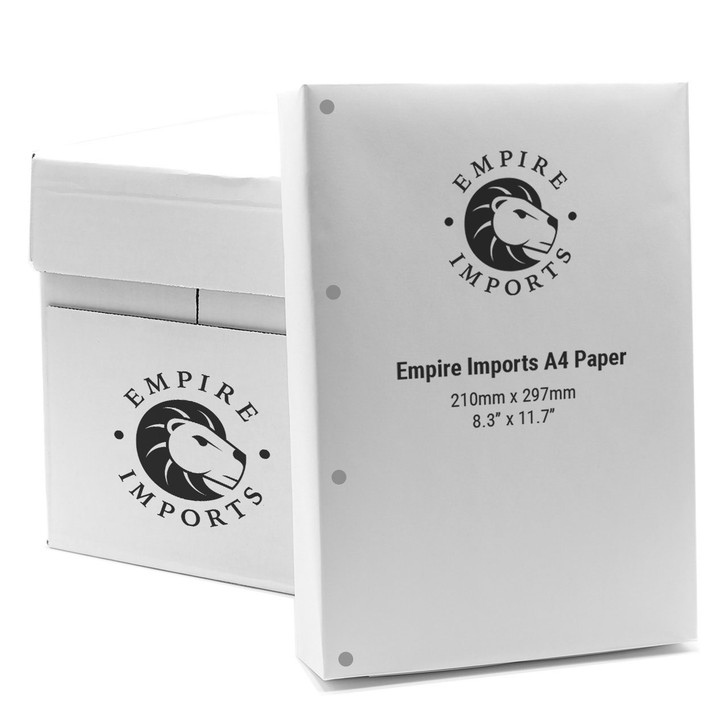 Empire Imports 20 lb. 4-Hole Punched Paper Case, A4 Size, 5 Reams, 500 Sheets Per Ream