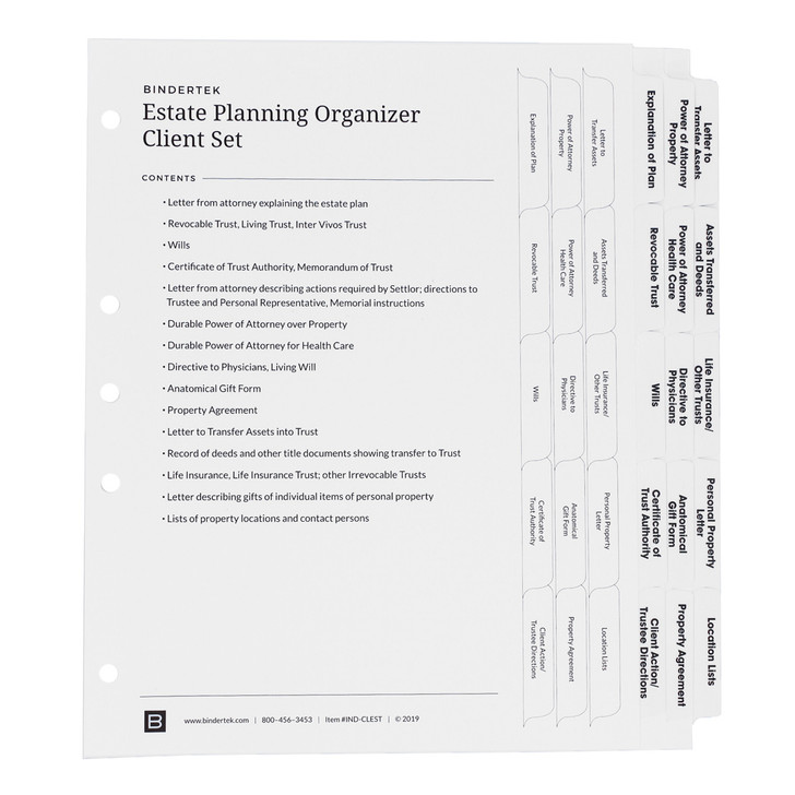 Estate Planning Attorney and Client Index Tab Set Pack - Client and Personal Use Tab Dividers