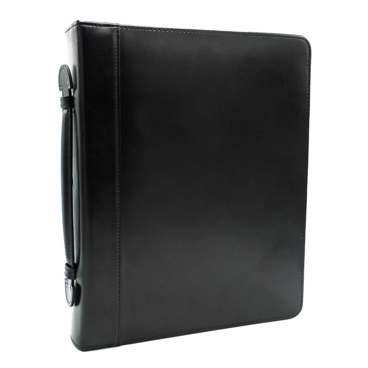 Leather Zippered 3-Ring Binder with Handle, 2" Spine