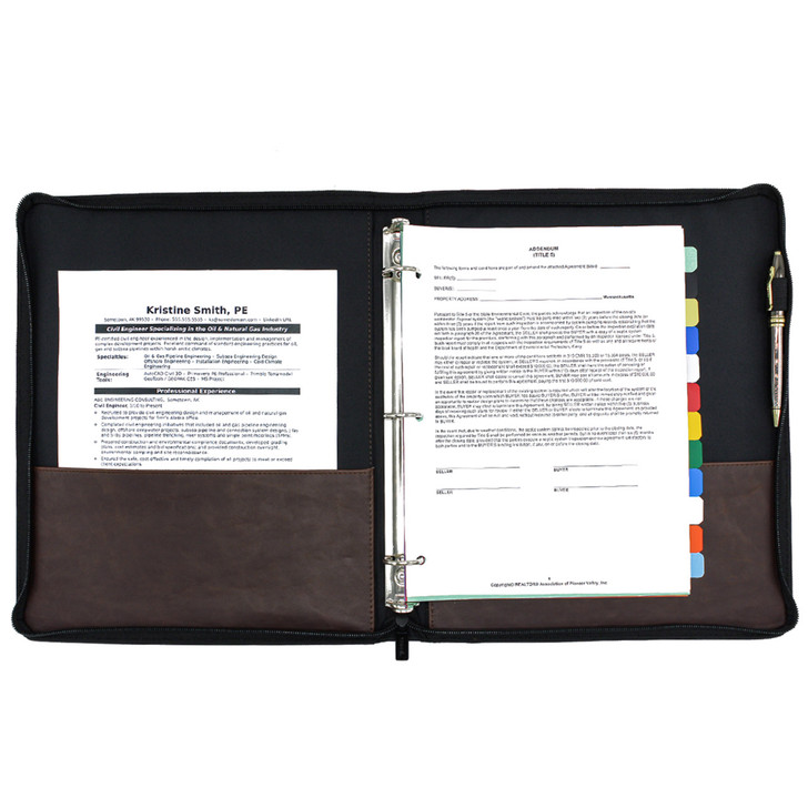 Vintage Zippered 3-Ring Binder, Interior Pockets