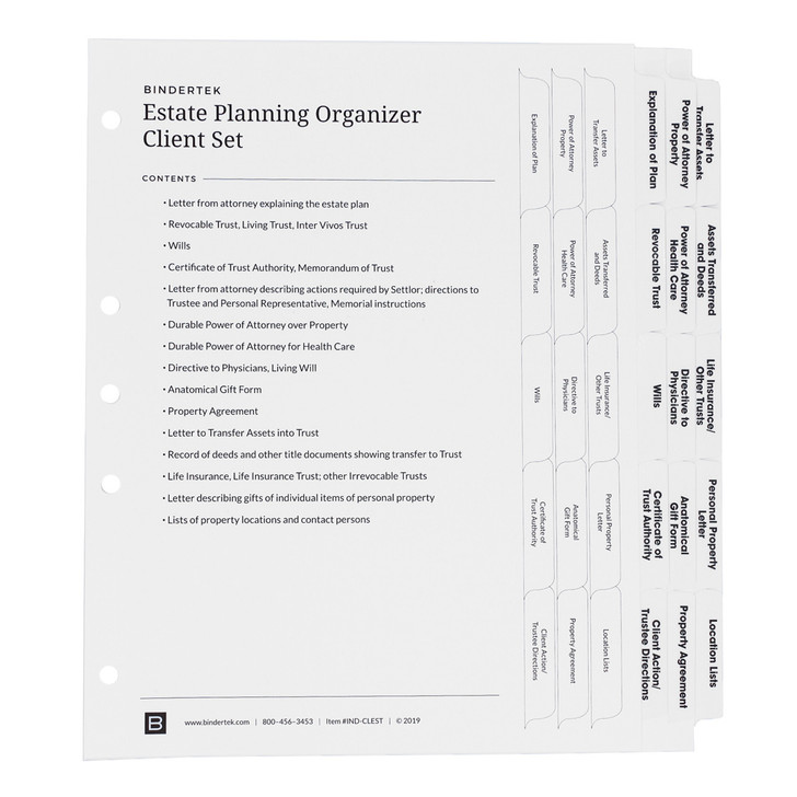Estate Planning Client Kit, Client Tab Set