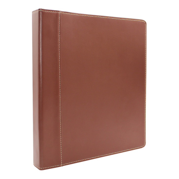 Stitched Faux Leather 3-Ring Binder, 1.5" Spine