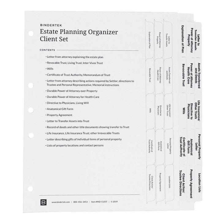 Estate Planning Kit, Genuine Leather 3-Ring Binder, Index Tab Set
