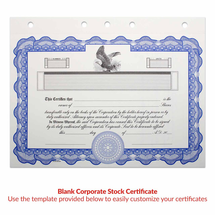 Corporate Kit, 3-Ring Zippered Faux Leather Binder, Blank Stock Certificate
