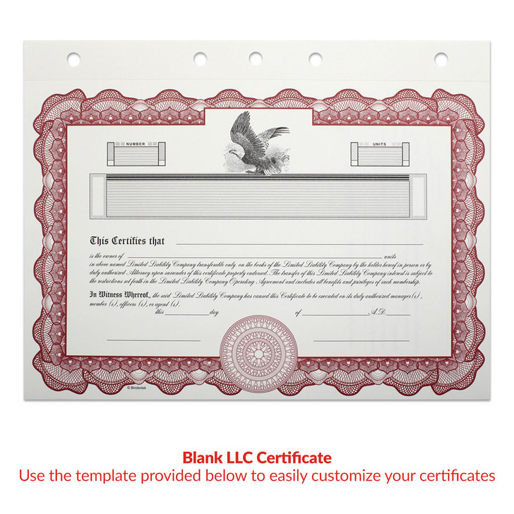 LLC Kit, 3-Ring Zippered Faux Leather Binder, Blank  Certificate