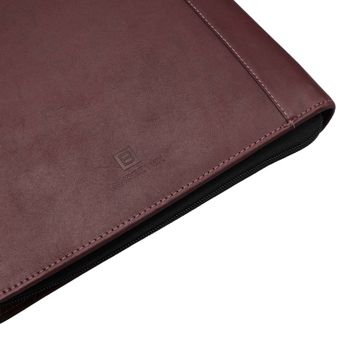 Premium Leather 3-Ring Zippered Binder Back Logo