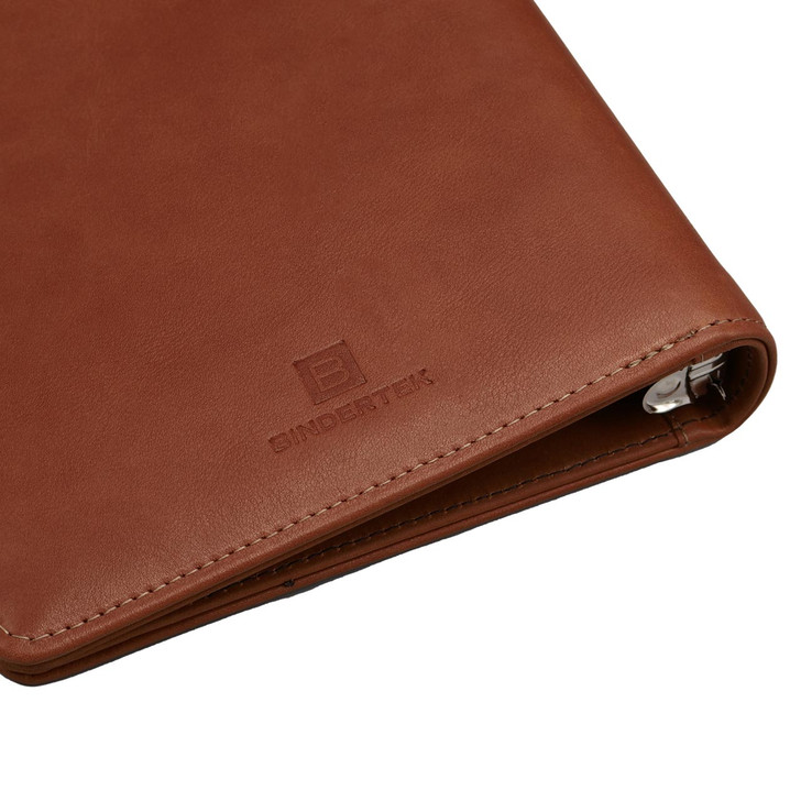 Premium Leather 3-Ring Junior Zippered Binder, Back logo