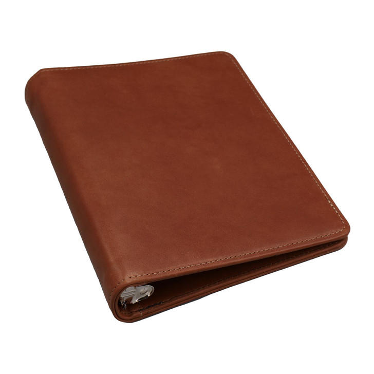 Premium Leather 3-Ring Junior Zippered Binder, Closed Flat