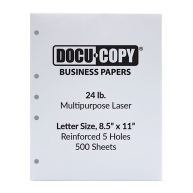 DocuCopy 24 lb. 5-Hole Punched Paper, Letter Size, 1 Ream, 500