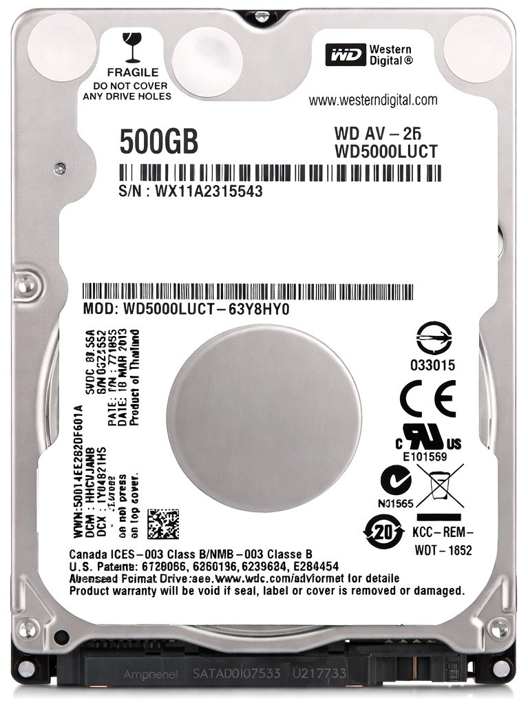 Western Digital WD5000LUCT-63C26Y0 - 500GB 5.4K RPM SATA AV-25 7mm