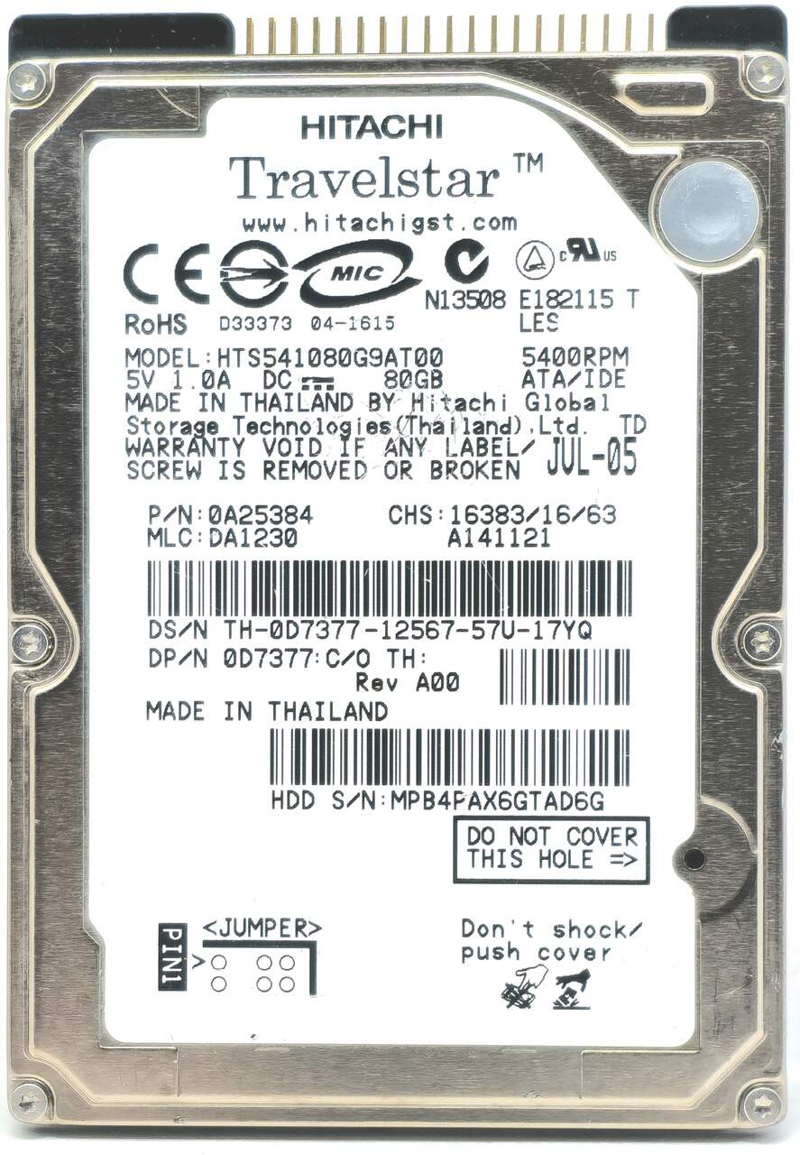 Hitachi HTS541680J9AT00 - 80GB 5.4K RPM IDE PATA EIDE ATA 2.5