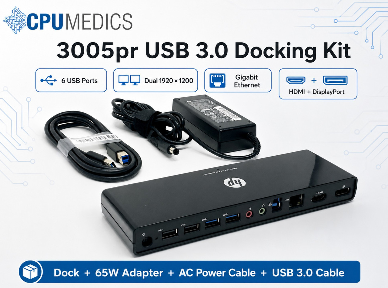 681280-001 - 3005pr USB 3.0 Port Replicator / Docking Station for