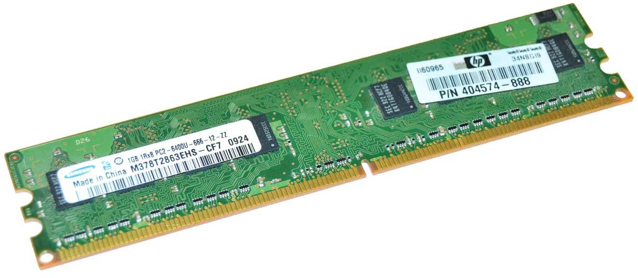 1GB 800Mhz PC2-6400U: Samsung M378T2863QZS-CF7 - 1GB (1x1GB