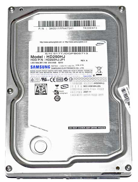 200-299GB Hard Drives: Samsung HD250HJ/JP1 - 250GB 7.2K RPM 8MB