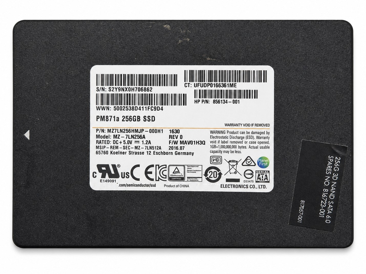 MZ7PD256HCGM-000H7 - 256GB SATA 7mm 2.5