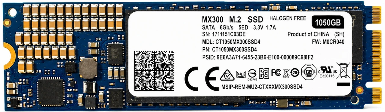 Crucial CT1000MX500SSD4 - 1TB M.2 2280 SATA III NGFF Solid State SSD
