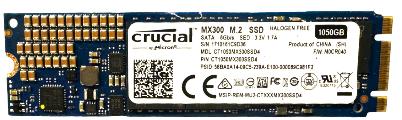 Crucial CT1050MX300SSD4 - 1TB M.2 2280 SATA III NGFF Solid State SSD