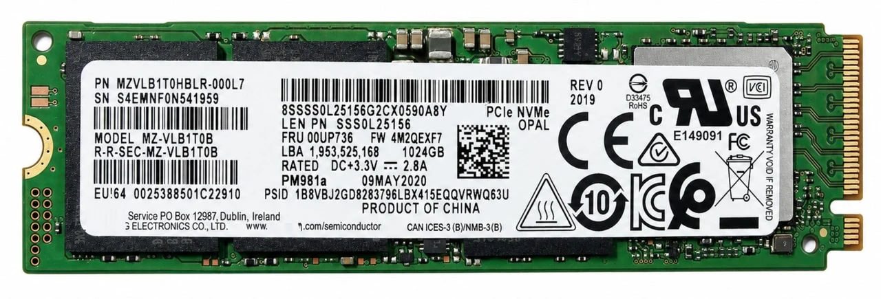 Samsung PM981 NVMe SSD 1TB M.2 2280動作未確認 Samsung PM981 - 1TB M.2 2280 NGFF PCIe NVMe Gen3x4 Solid State SSD