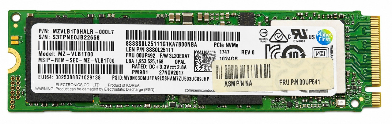 Samsung MZ-VLB1T00 - 1TB M.2 2280 NGFF PCIe NVMe Gen3x4 Solid