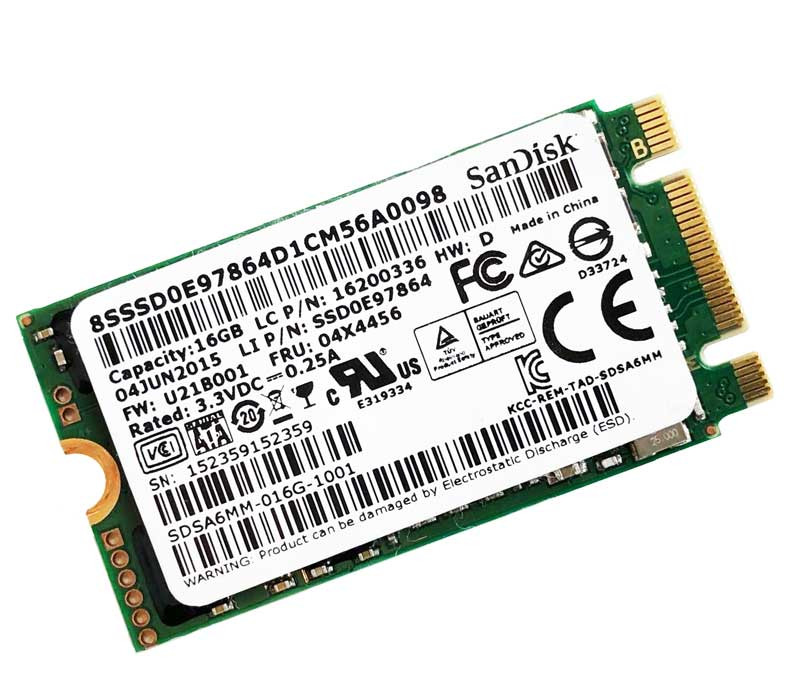 千１６ 長く使えるSSD メモリ8GB Windows1125H2 SSD Sandisk SDSA6MM-016G-1001 - 16GB 6Gb/s M.2 NGFF 2242 42mm Solid