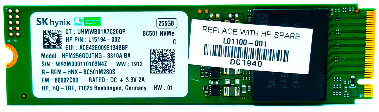 Hynix HFM256GDJTNG-8310A - 256GB NVMe PCIe Gen3 x4 M.2 2280 SSD
