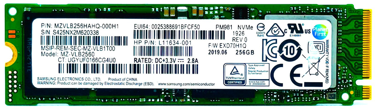 Samsung MZVLQ256HAJD-000H1 - 256GB NVMe PCIe Gen3 x4 M.2 2280 SSD