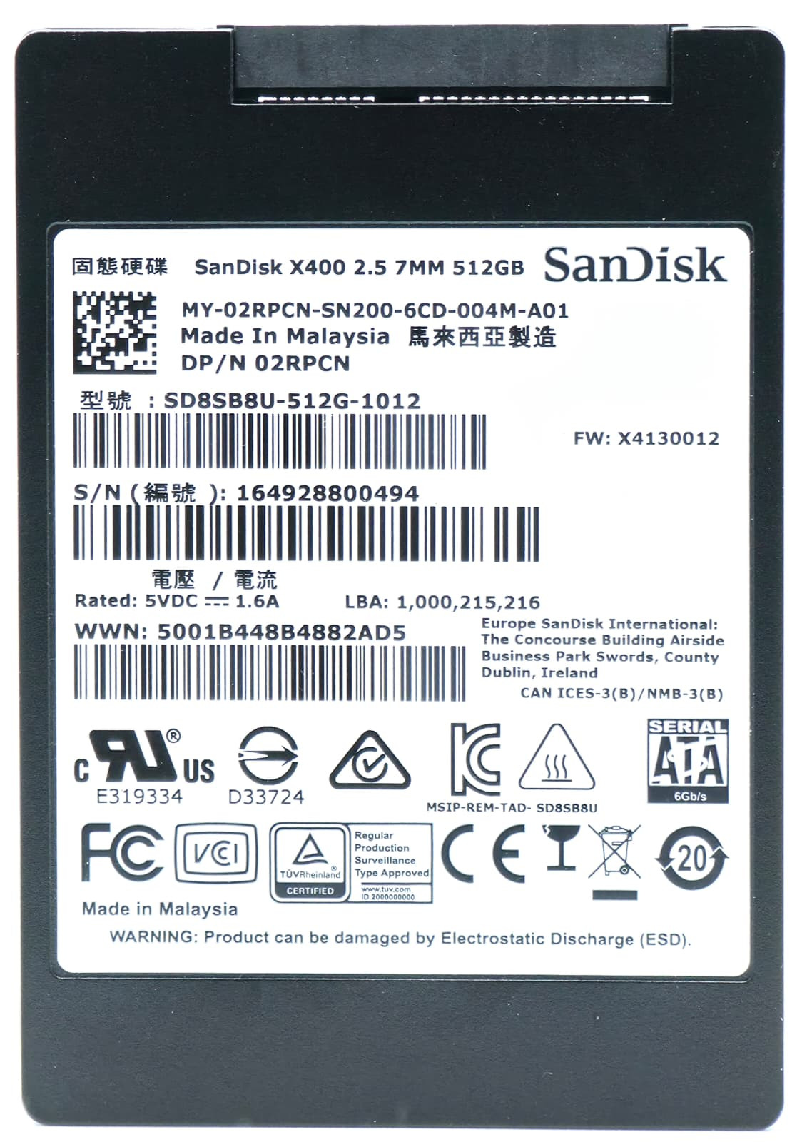 SDSSDH3 - 512GB 6Gbps SATA III 7mm 2.5