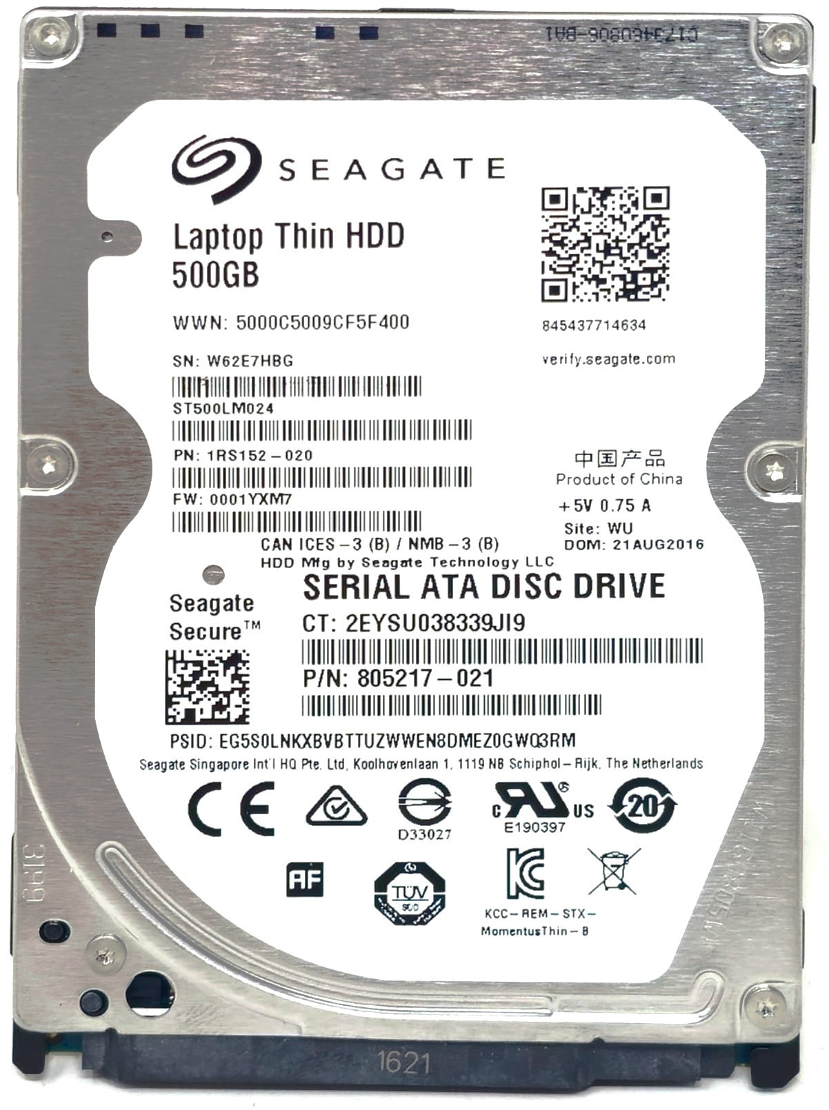 Seagate ST500LM024 - 500GB 2.5in 7mm SATA 6Gb/s 7200 RPM Self