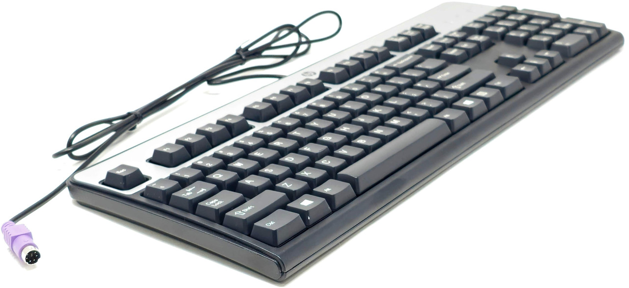 HP 434820-001 - Black + Silver PS/2 Wired Keyboard for HP Desktops