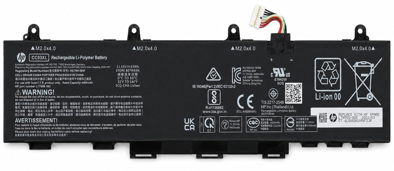 パパ3 HP HSTNN-DB9Q - 3-Cell CC03XL CC03 Battery for HP EliteBook 830